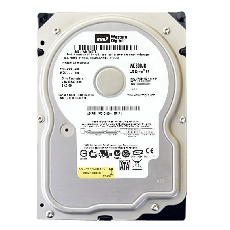 WD800JD-19MSA1.jpg Western Digital - 80GB 7.2K SATA 3.5" 8MB Cache Hard Drive - WD800JD-19MSA1 - Image 1