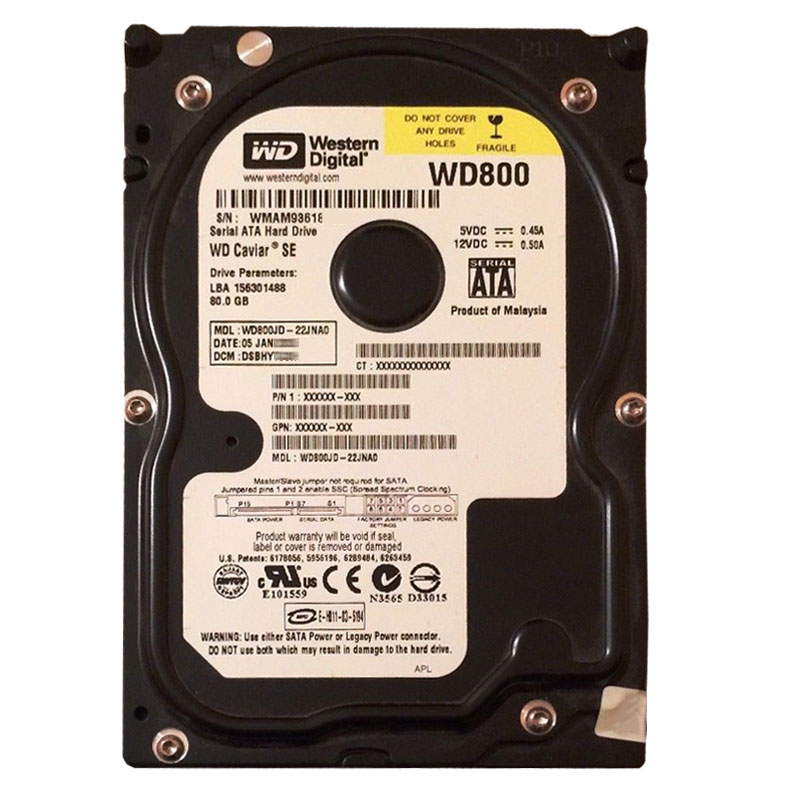 Western Digital - 80GB 7.2K SATA 3.0Gbps 3.5" 8MB Hard Drive - WD800JD-22JNA0