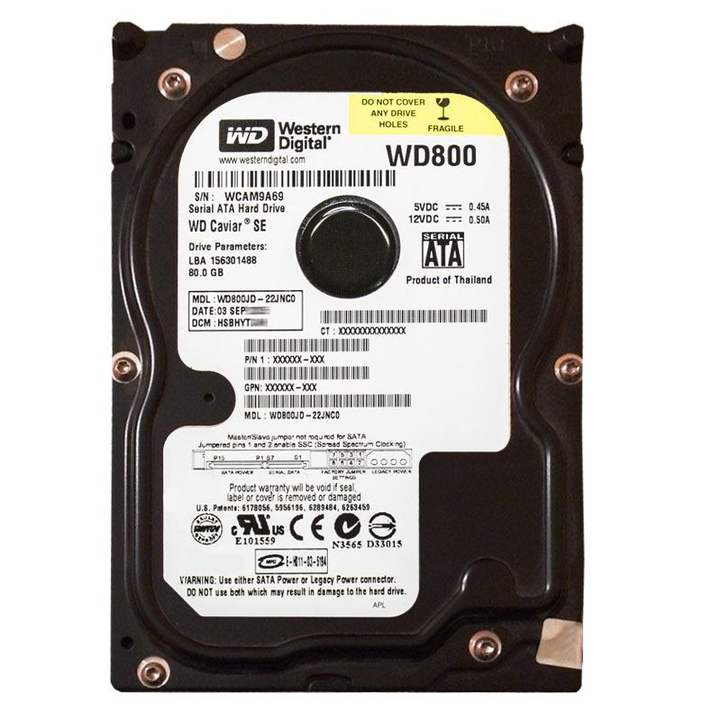Western Digital - 80GB 7.2K SATA 3.0Gbps 3.5" 8MB Hard Drive - WD800JD-22JNC0
