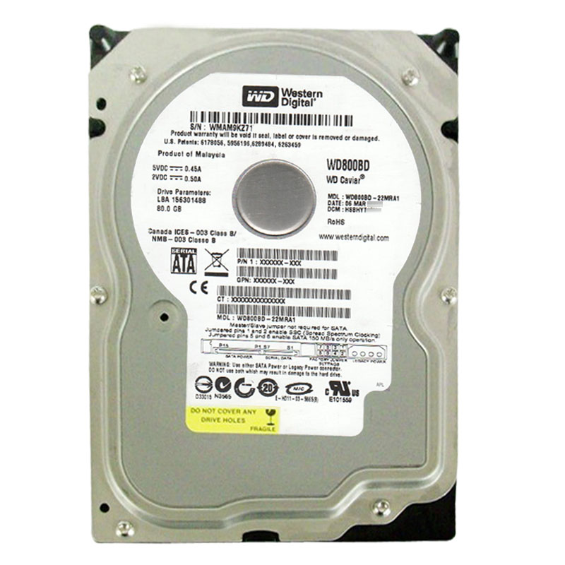 Western Digital - 80GB 7.2K SATA 3.0Gbps 3.5" 8MB Hard Drive - WD800JD-22MRA1