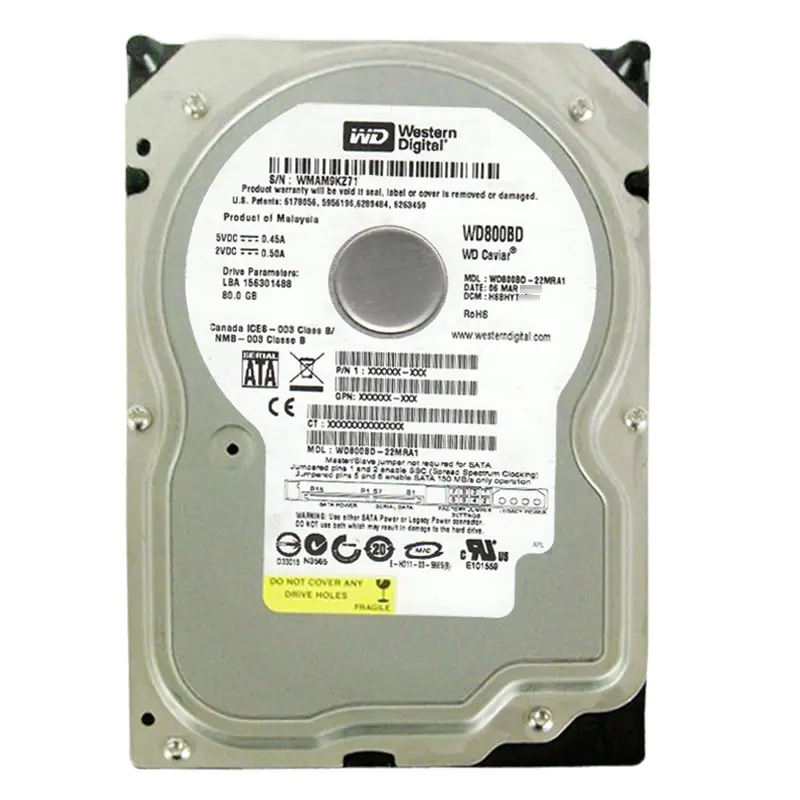 WD800JD-22MRA1.jpg Western Digital - 80GB 7.2K SATA 3.0Gbps 3.5" 8MB Hard Drive - WD800JD-22MRA1 - Image 1