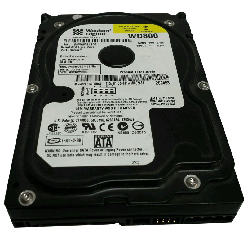 Western Digital - 80GB 7.2K SATA 3.0Gbps 3.5" 8MB Hard Drive - WD800JD-23JNA1