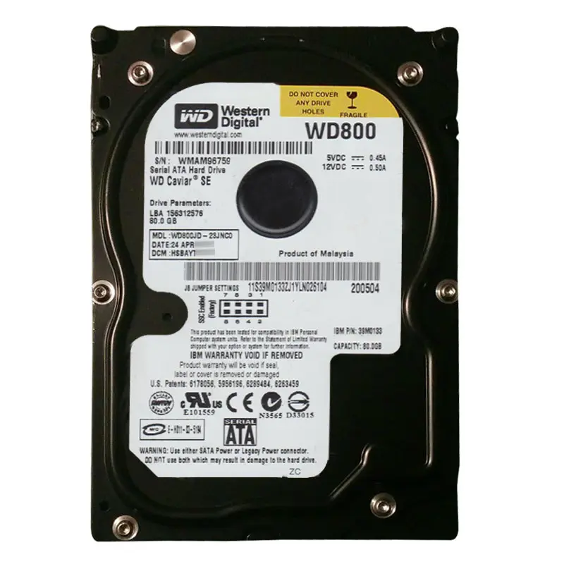 WD800JD-23JNC0.jpg Western Digital - 80GB 7.2K SATA 3.0Gbps 3.5" 8MB Hard Drive - WD800JD-23JNC0 - Image 1