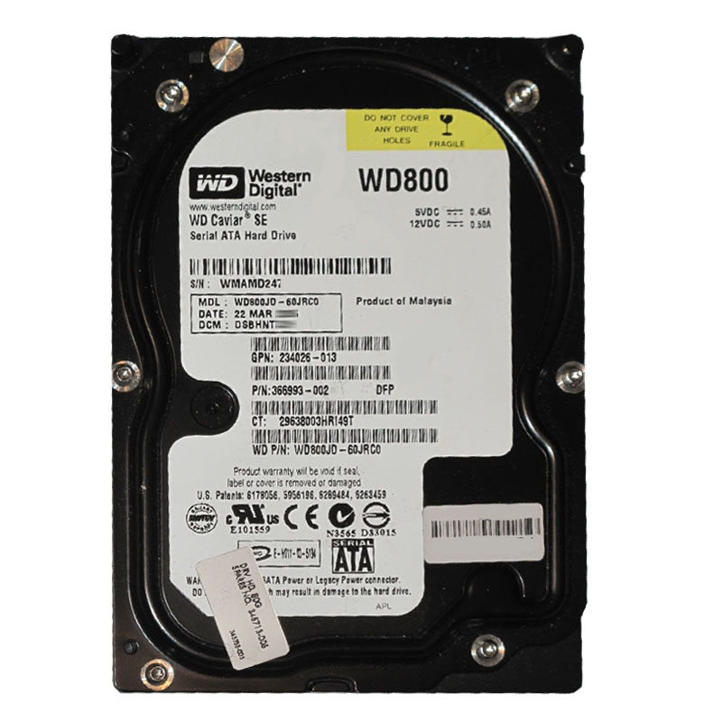 Western Digital - 80GB 7.2K SATA 3.0Gbps 3.5" 8MB Hard Drive - WD800JD-60JRC0