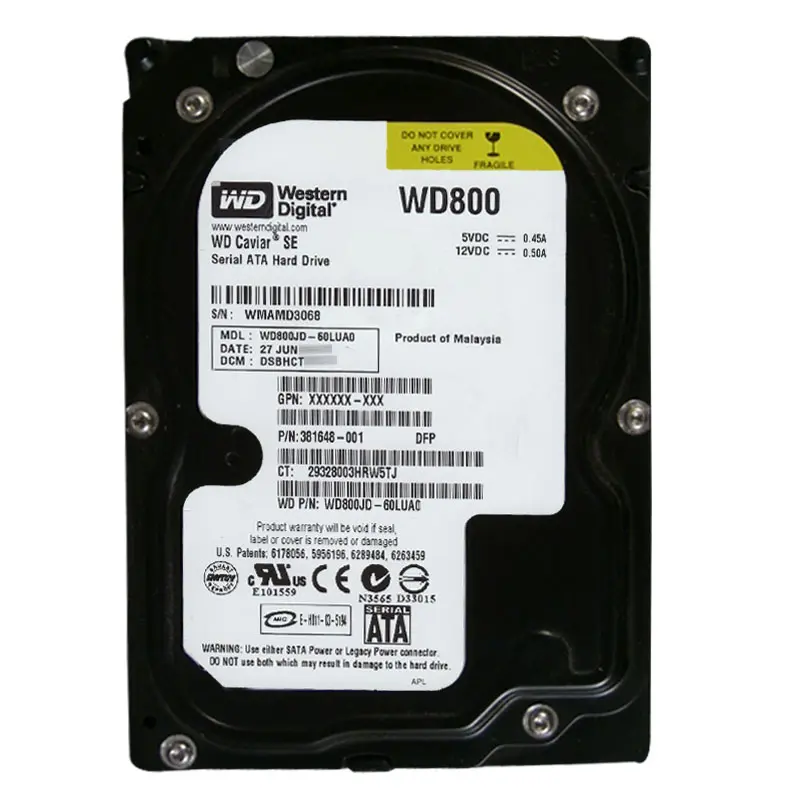 WD800JD-60LUA0.jpg Western Digital - 80GB 7.2K SATA 3.0Gbps 3.5" 8MB Hard Drive - WD800JD-60LUA0 - Image 1