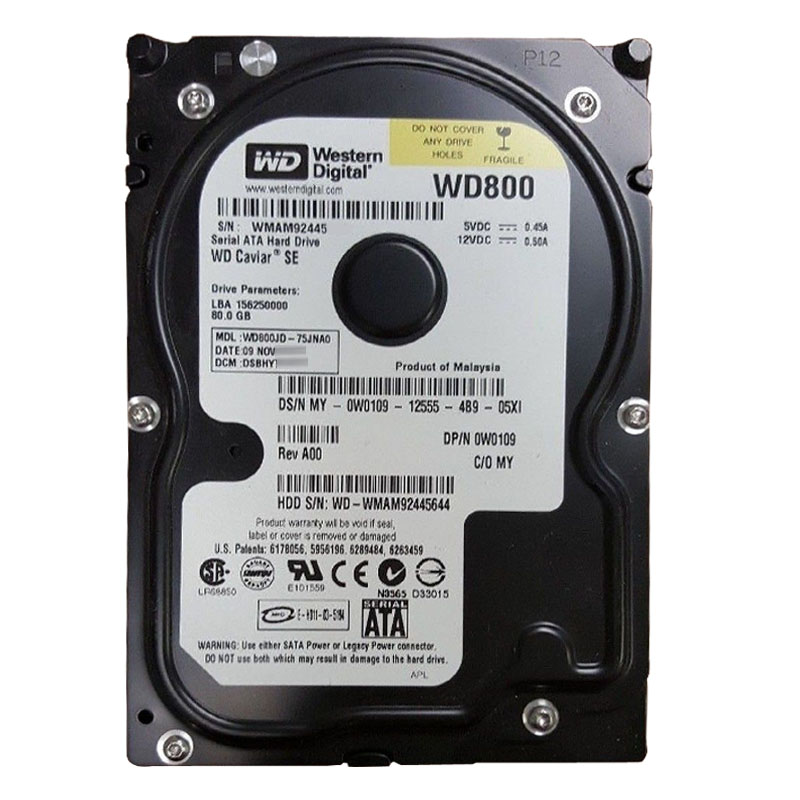 Western Digital - 80GB 7.2K SATA 3.0Gbps 3.5" 8MB Hard Drive - WD800JD-75JNA0