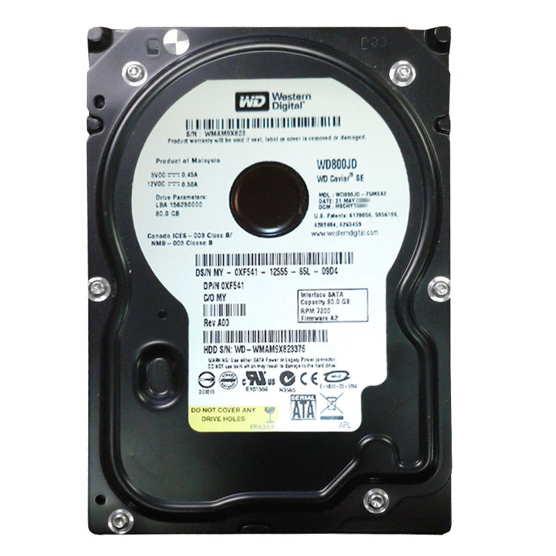 Western Digital - 80GB 7.2K SATA 3.0Gbps 3.5" 8MB Cache Hard Drive - WD800JD-75M8A2