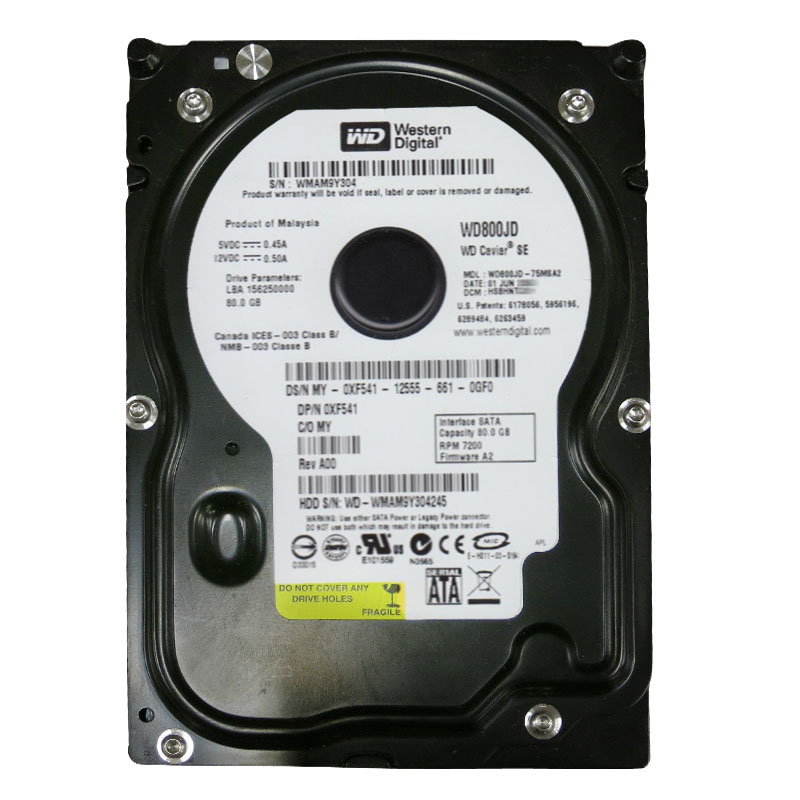 Western Digital - 80GB 7.2K SATA 3.0Gbps 3.5" 8MB Cache Hard Drive - WD800JD-75MSA2