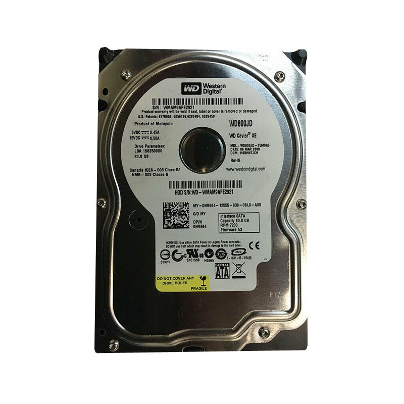 Western Digital - 80GB 7.2K SATA 3.5" Hard Drive - WD800JD-75MSAS