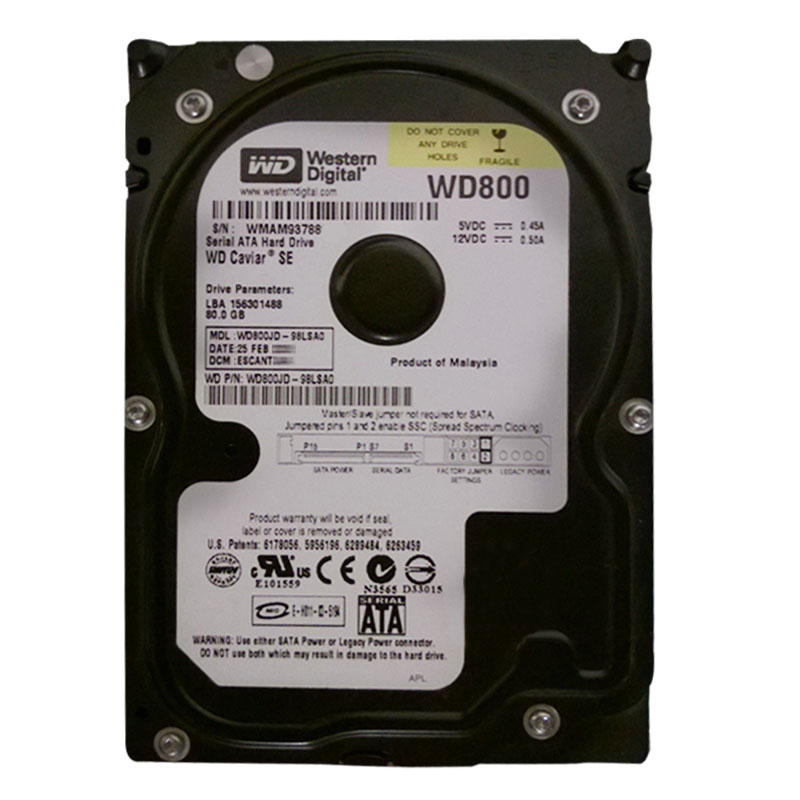 Western Digital - 80GB 7.2K SATA 3.0Gbps 3.5" 8MB Cache Hard Drive - WD800JD-98LSA0