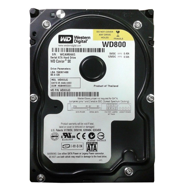 WD800JD.jpg Western Digital - 80GB 7.2K SATA 3.0Gbps 3.5" 8MB Hard Drive - WD800JD - Image 1