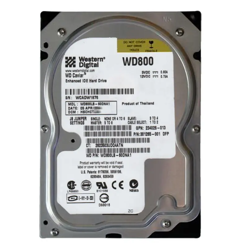 WD800LB-60DNA1.jpg Western Digital - 80GB 7.2K IDE 3.5" 2MB Cache Hard Drive - WD800LB-60DNA1 - Image 1