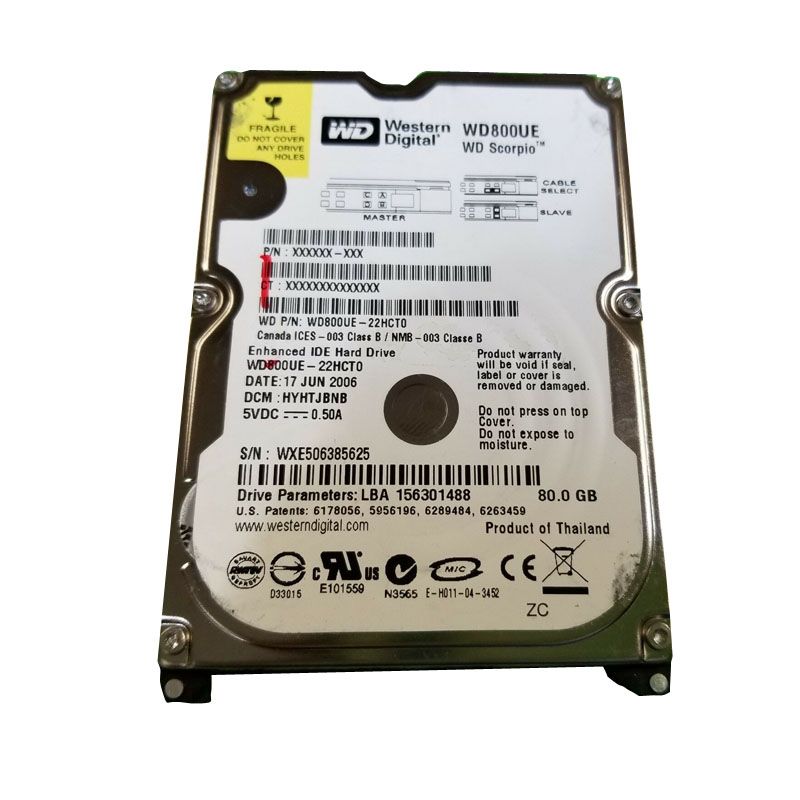 Western Digital - 80GB 5.4K IDE 2.5" Cache Hard Drive - WD800UE-22KVT0