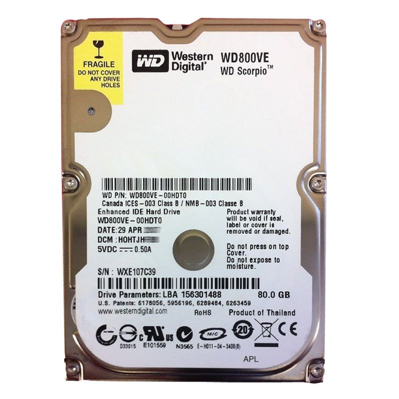 Western Digital - 80GB 5.4K IDE 2.5" 8MB Cache Hard Drive - WD800VE-00HDT0