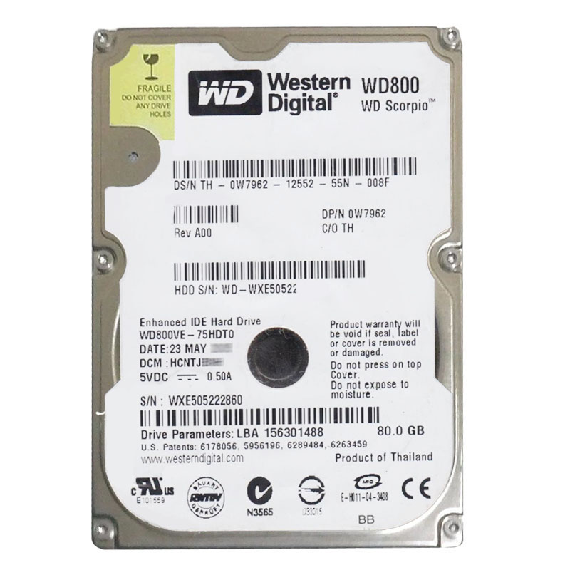 Western Digital - 80GB 5.4K IDE 2.5" 8MB Cache Hard Drive - WD800VE-75HDT0