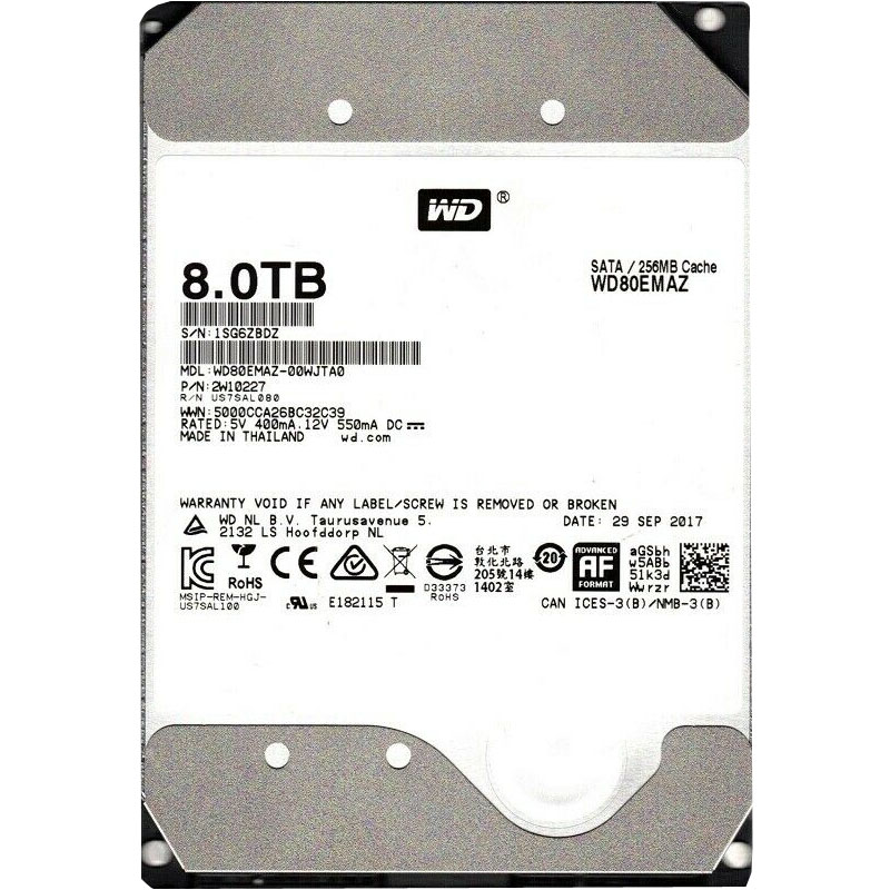 WD80EMAZ-00WJTA0.jpg Western Digital - 8TB 5.4K SATA 3.5" 256MB Cache Hard Drive - WD80EMAZ-00WJTA0 - Image 1