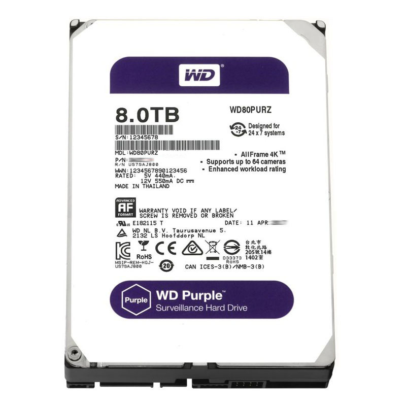 Western Digital - 8TB 5.4K SATA 6.0Gbps 3.5" 128MB Cache Hard Drive - WD80PURZ