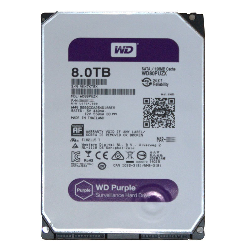 Western Digital - 8TB 5.4K SATA 6.0Gbps 3.5" 128MB Cache Hard Drive - WD80PUZX