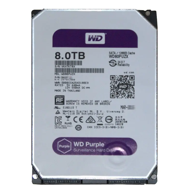 WD80PUZX.jpg Western Digital - 8TB 5.4K SATA 6.0Gbps 3.5" 128MB Cache Hard Drive - WD80PUZX - Image 1