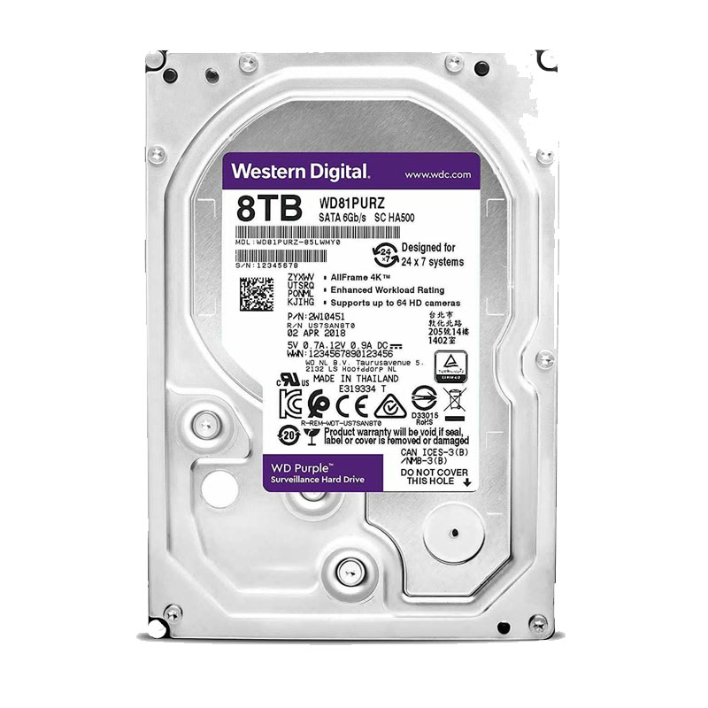 Western Digital - 8TB 5.4K SATA 3.5" 256MB Cache Hard Drive - WD81PURZ