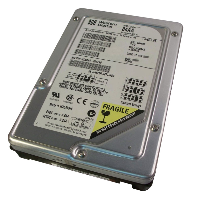 WD84AA-00AFA0.jpg Western Digital - 8.4GB 5.4K IDE 3.5" 2MB Cache Hard Drive - WD84AA-00AFA0 - Image 1