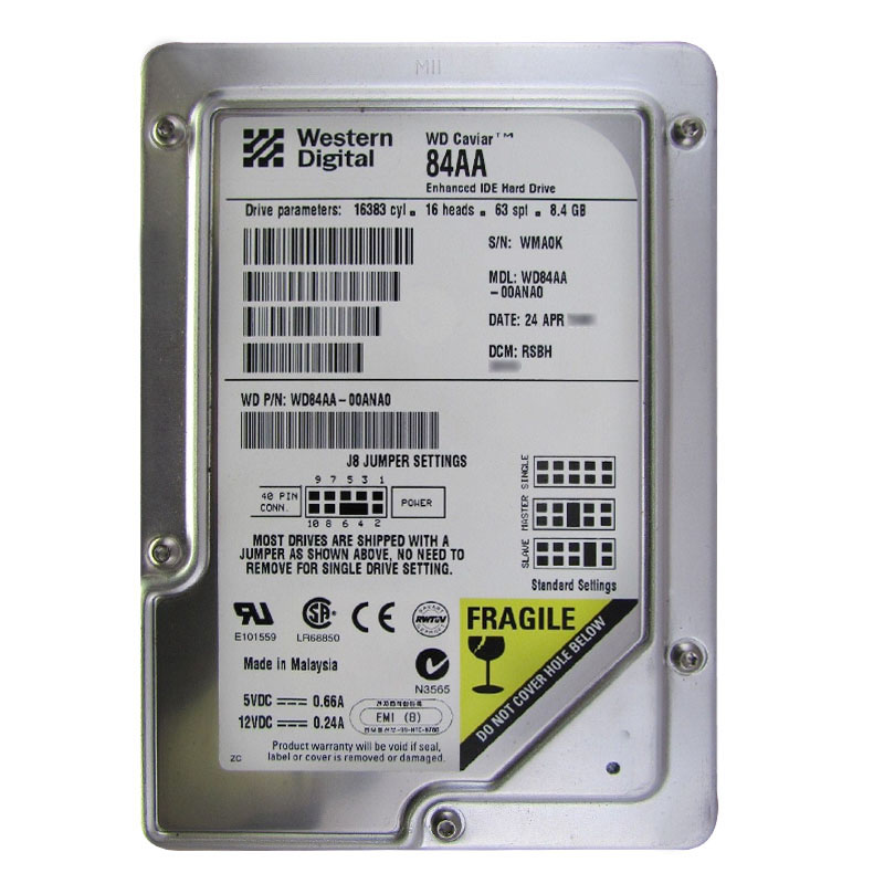 Western Digital - 8.4GB 5.4K IDE 3.5" 2MB Cache Hard Drive - WD84AA-00ANA0
