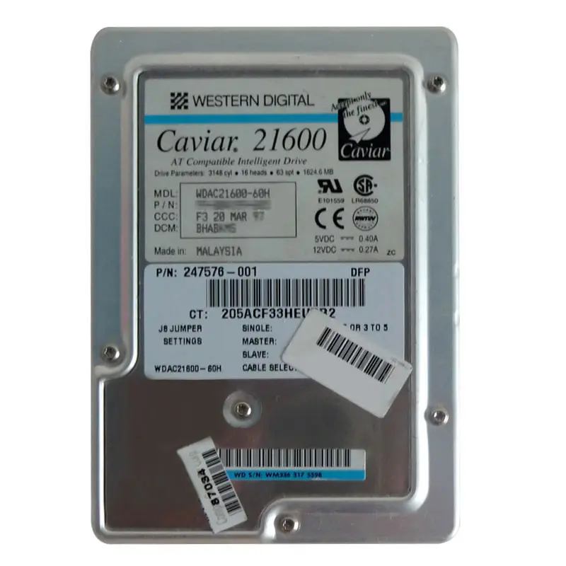 WDAC21600-60H.jpg Western Digital - 1.6GB IDE 3.5" Hard Drive - WDAC21600-60H - Image 1