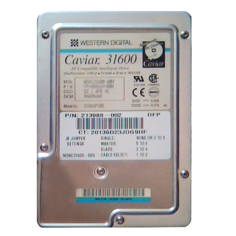Western Digital - 1.6GB 5.2K IDE 3.5" Hard Drive - WDAC31600-60H