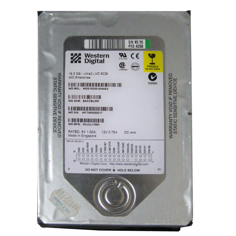 Western Digital - 18.3GB 7.2K 68-PIN SCSI 3.5" 2MB Cache Hard Drive - WDE18300-0048A3
