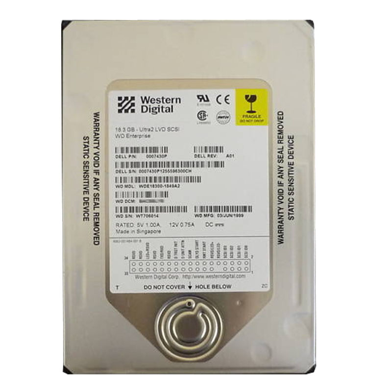 Western Digital - 18.3GB 7.2K 80-PIN Ultra2-SCSI 3.5" 2MB Cache Hard Drive - WDE18300-1849A2