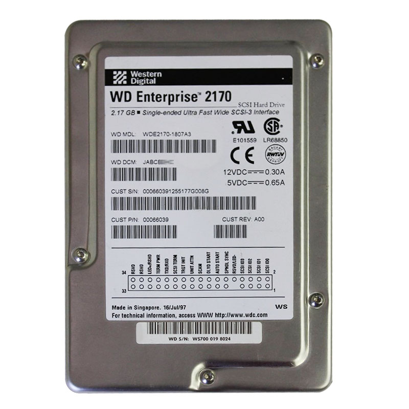 Western Digital - 2.17GB 7.2K 68-PIN Ultra Wide SCSI 3.5" 512KB Cache Hard Drive - WDE2170-1807A3