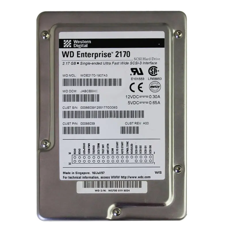 WDE2170-1807A3.jpg Western Digital - 2.17GB 7.2K 68-PIN Ultra Wide SCSI 3.5" 512KB Cache Hard Drive - WDE2170-1807A3 - Image 1