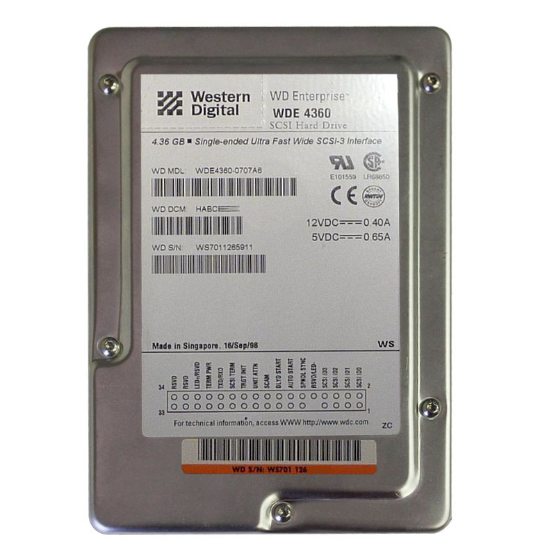 Western Digital - 4.36GB 7.2K 68-PIN SCSI 3.5" Hard Drive - WDE4360-0707A6