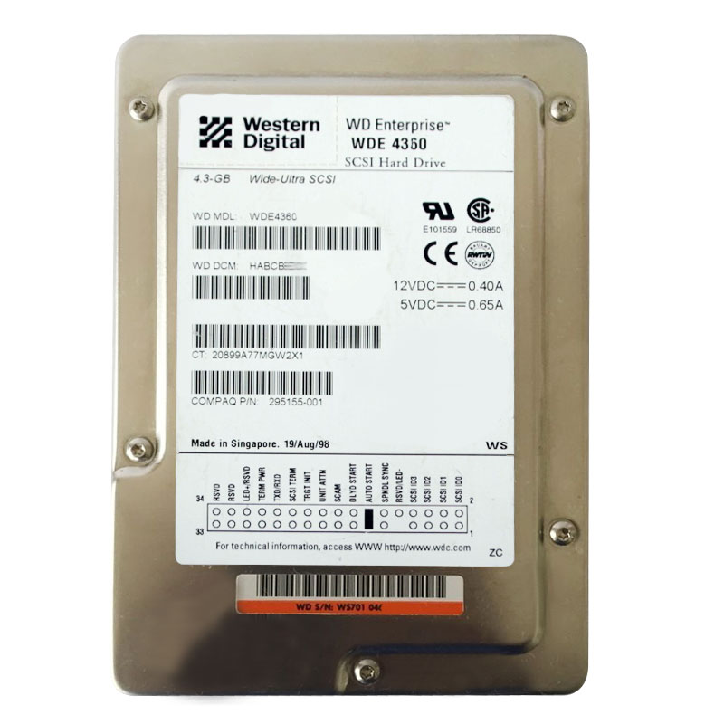 Western Digital - 4.36GB 7.2K 68-PIN Ultra SCSI 3.5" 512KB Cache Hard Drive - WDE4360