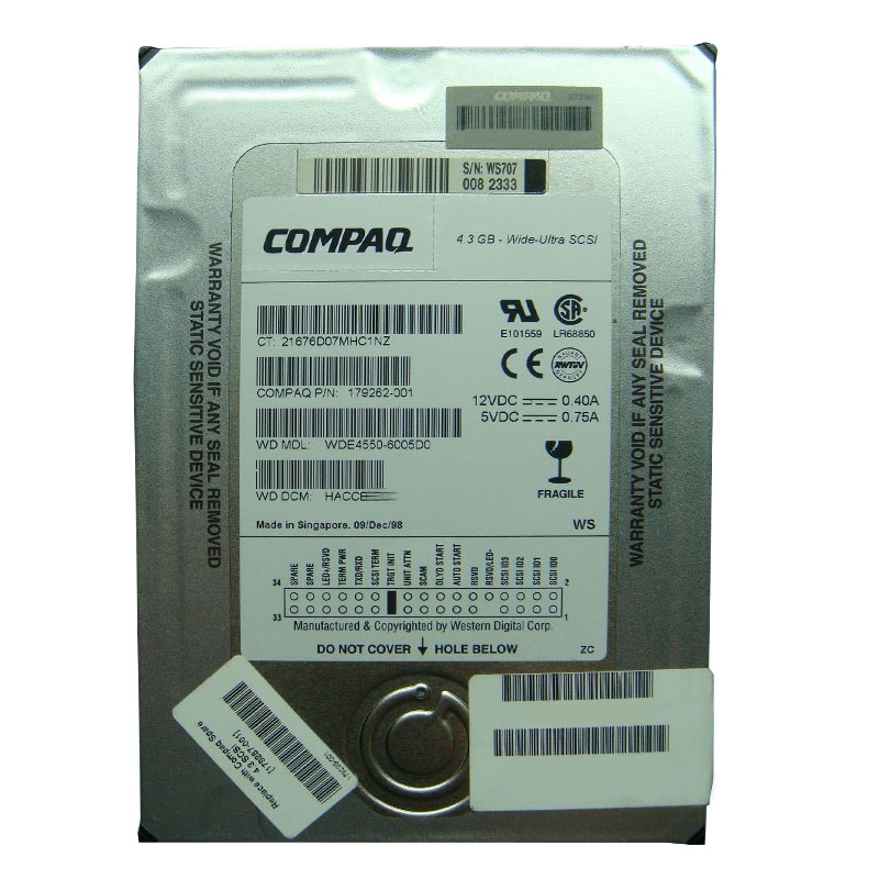Western Digital - 4.3GB 7.2K 68-PIN Ultra2-SCSI 3.5" 512KB Cache Hard Drive - WDE4550-6005D0