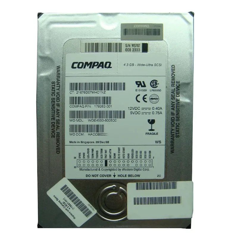 WDE4550-6005D0.jpg Western Digital - 4.3GB 7.2K 68-PIN Ultra2-SCSI 3.5" 512KB Cache Hard Drive - WDE4550-6005D0 - Image 1