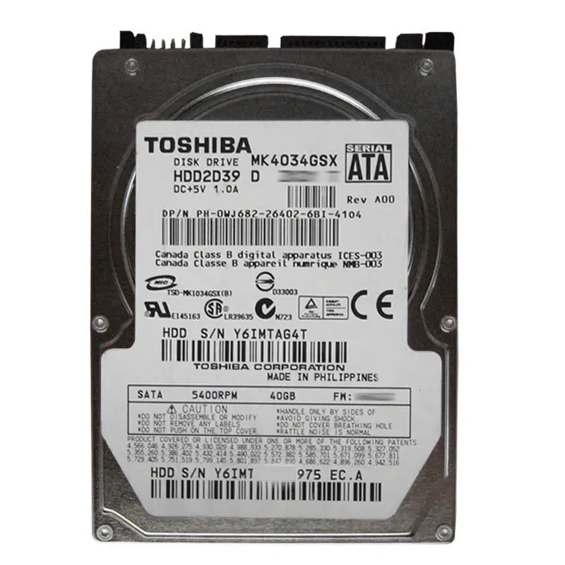 WJ682.jpg Dell - 40GB 5.4K SATA 2.5" Hard Drive - WJ682 - Image 1