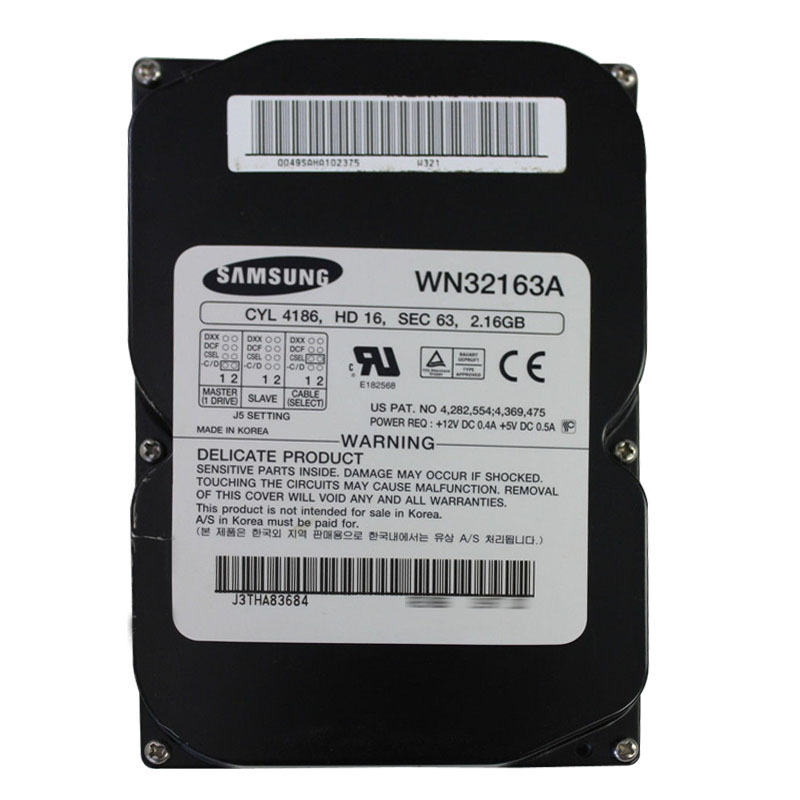 WN32163A.jpg Samsung - 2.16GB 5.4K 3.5Inch IDE 128KB Cache Hard Drive - WN32163A - Image 1