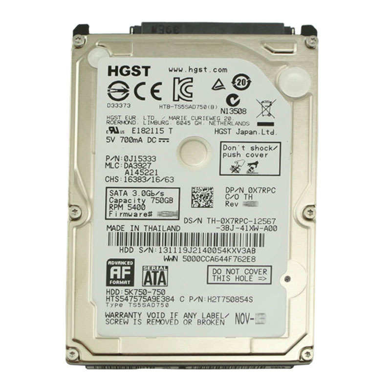 Dell - 750GB 5.4K SATA 2.5" Hard Drive - X7RPC