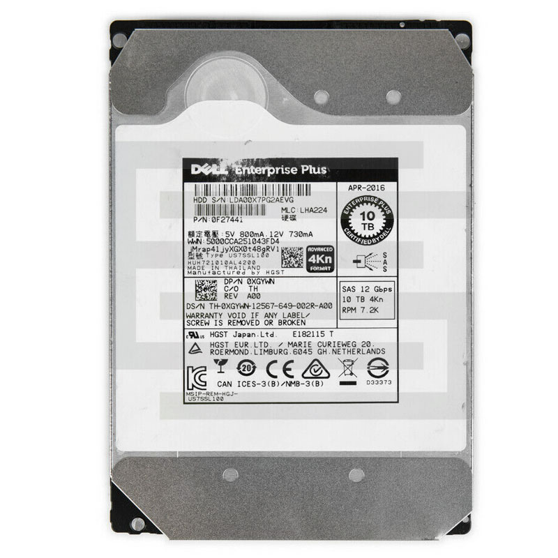 Dell - 10TB 7.2K SAS 12Gbps 3.5" Hard Drive - XGYWN