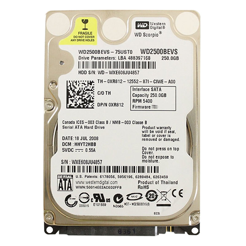 Dell - 250GB 5.4K SATA 1.5Gbps 2.5" 8MB Cache Hard Drive - XR812