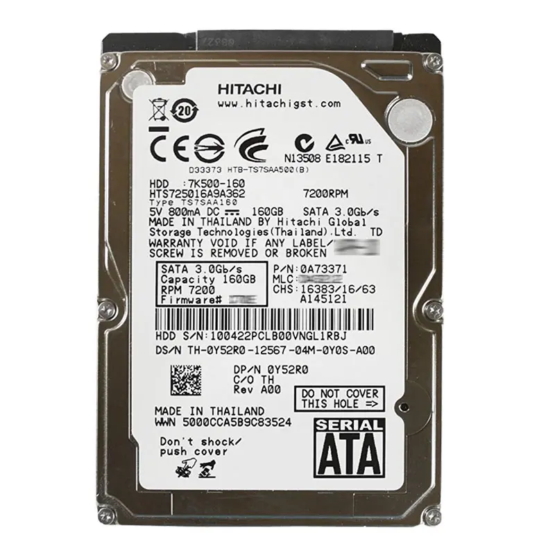 Y52R0.jpg Dell - 160GB 7.2K SATA 2.5" Hard Drive - Y52R0 - Image 1