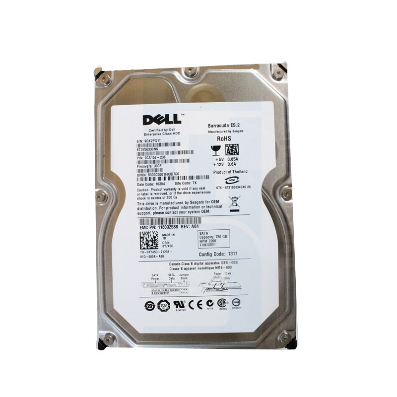 Dell - 750GB 7.2K SATA 3.5" Hard Drive - Y745D