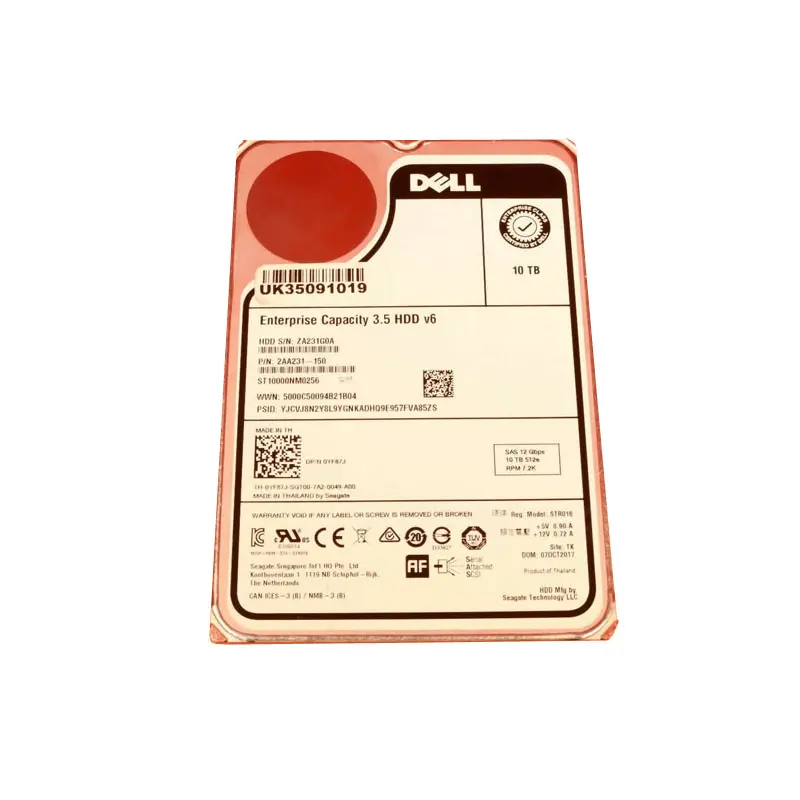 YF87J.jpg Dell - 10TB 7.2K SAS 12Gbps 3.5" Hard Drive - YF87J - Image 1