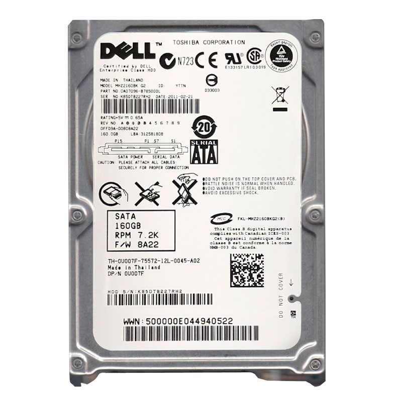 Dell - 160GB 5400RPM SATA 2.5Inch Hard Drive - YK082