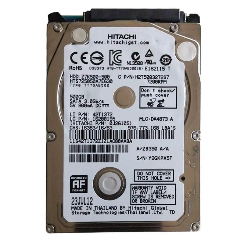 Z7K500-500.jpg Hitachi - 500GB 7200RPM 2.5Inch SATA 6GBPS Hard Drive - Z7K500-500 - Image 1