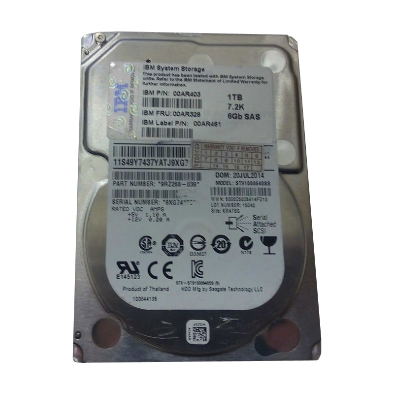 00AR403 IBM - 1TB 10K SAS 6.0Gbps 2.5" Hard Drive