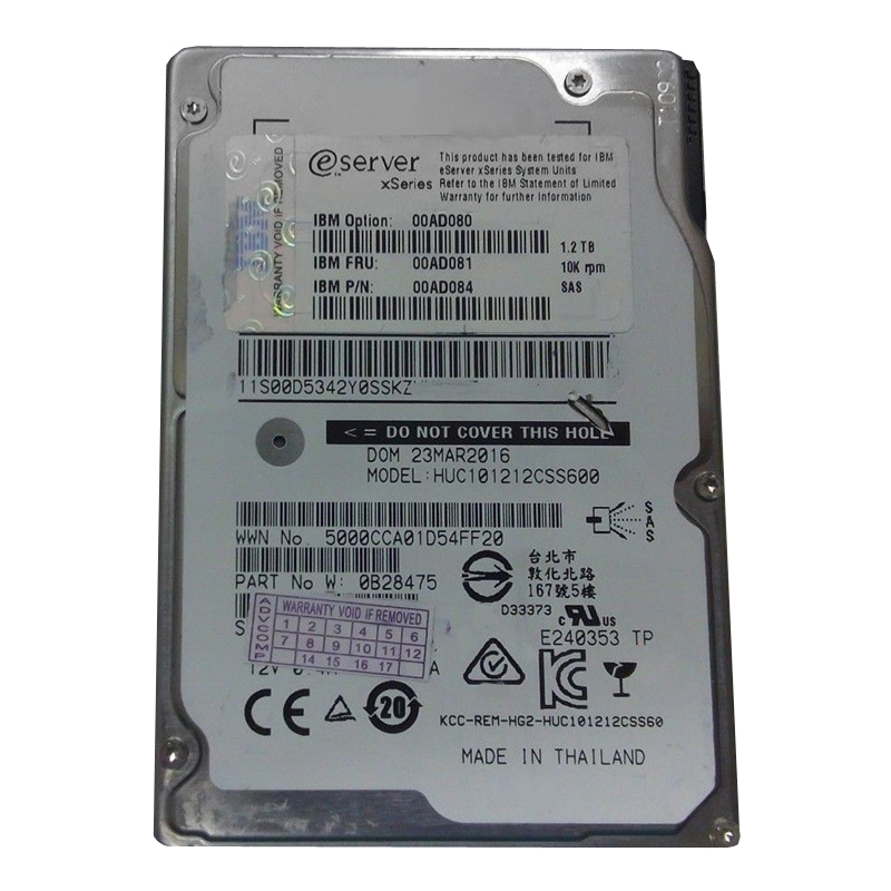 00D5342.jpg 00D5342 IBM - 1.2TB 10K SAS 2.5" Hard Drive - Image 1