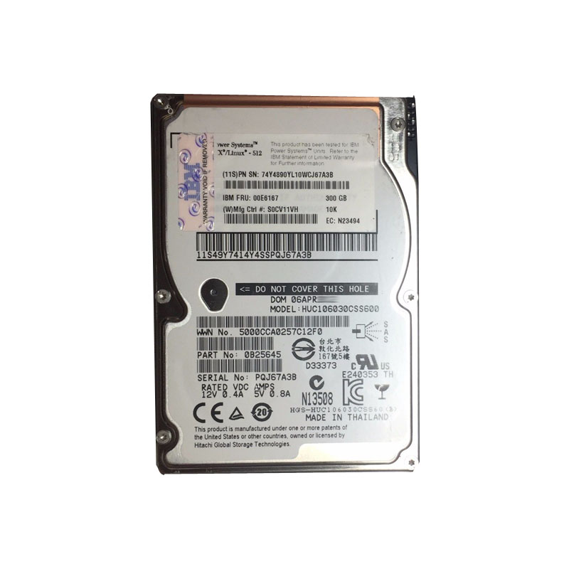 00E6167 IBM - 300GB 10K SAS 2.5" Hard Drive