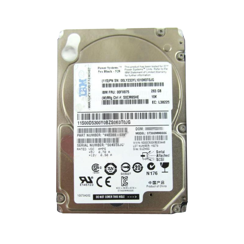 00FX875 IBM - 283GB 10K SAS 2.5" Hard Drive